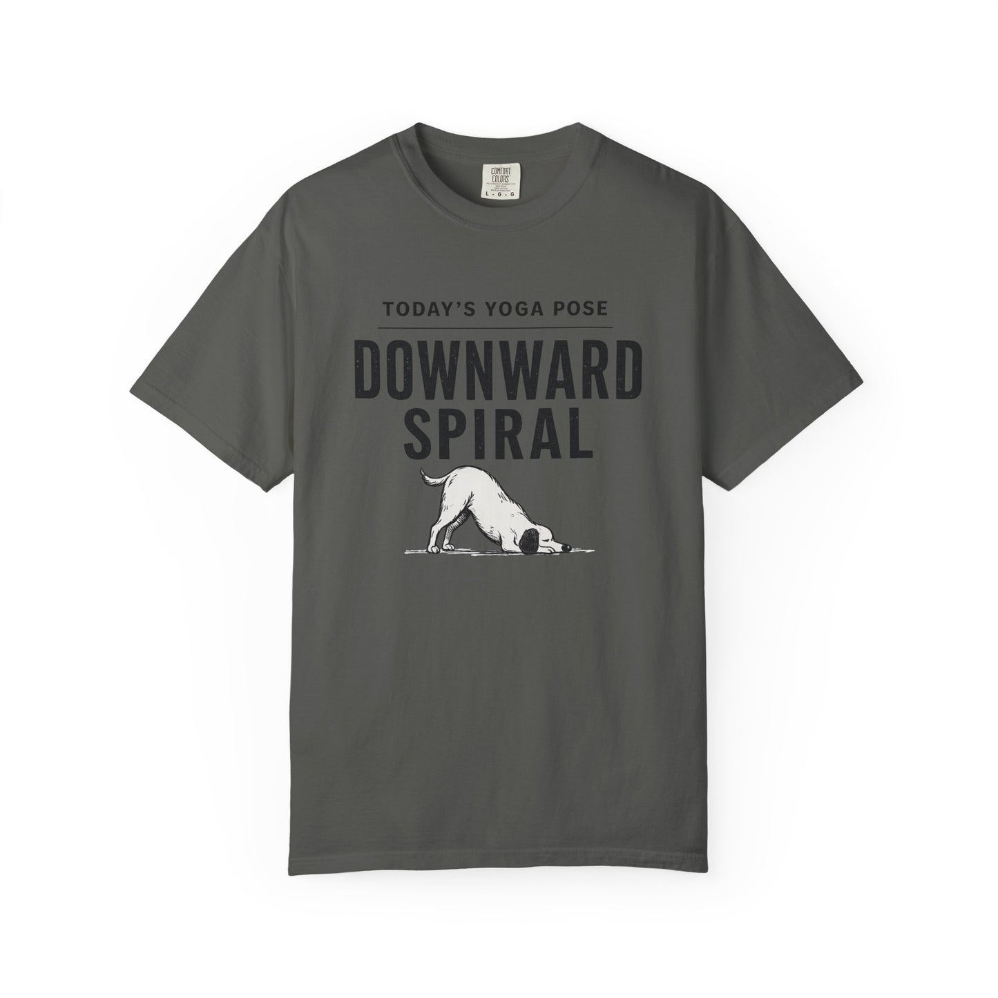 Downward Spiral Dog Yoga T-Shirt — Funny Downward Dog Graphic Tee