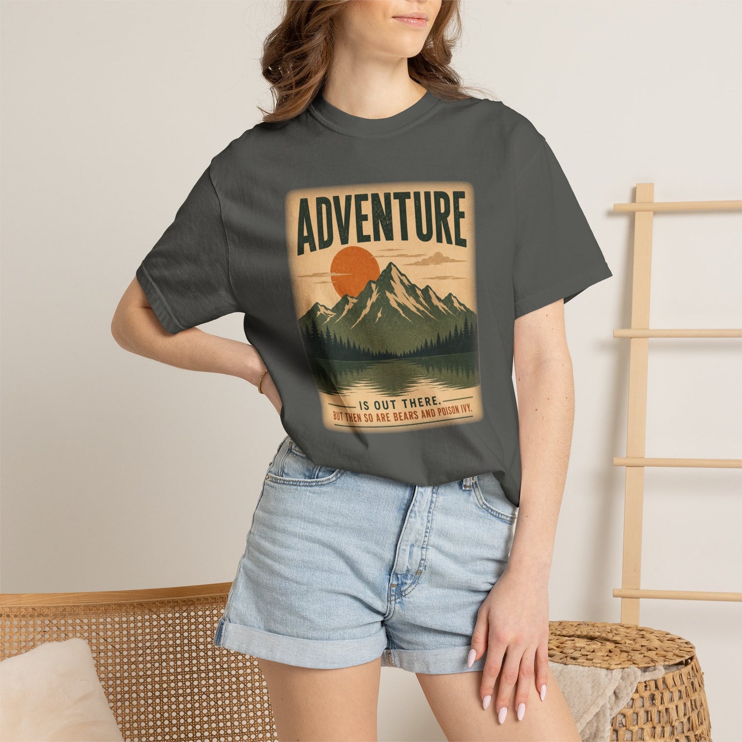 Adventure Is Out There (But So Are Bears and Poison Ivy) T-Shirt, Funny Hiking Graphic Tee
