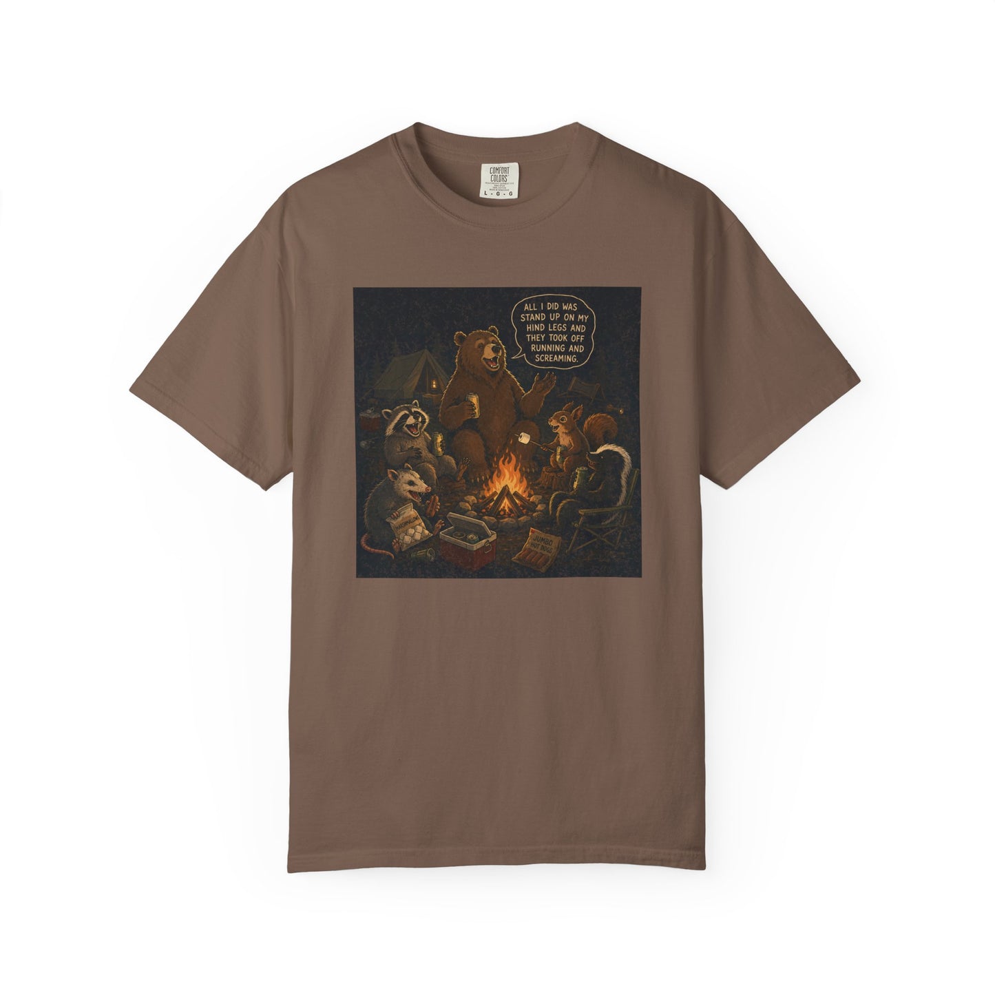 Campfire Criminals | Funny Camping Bear & Raccoon Shirt | Woodland Animals Campfire Tee | Cozy Outdoors Graphic Tee