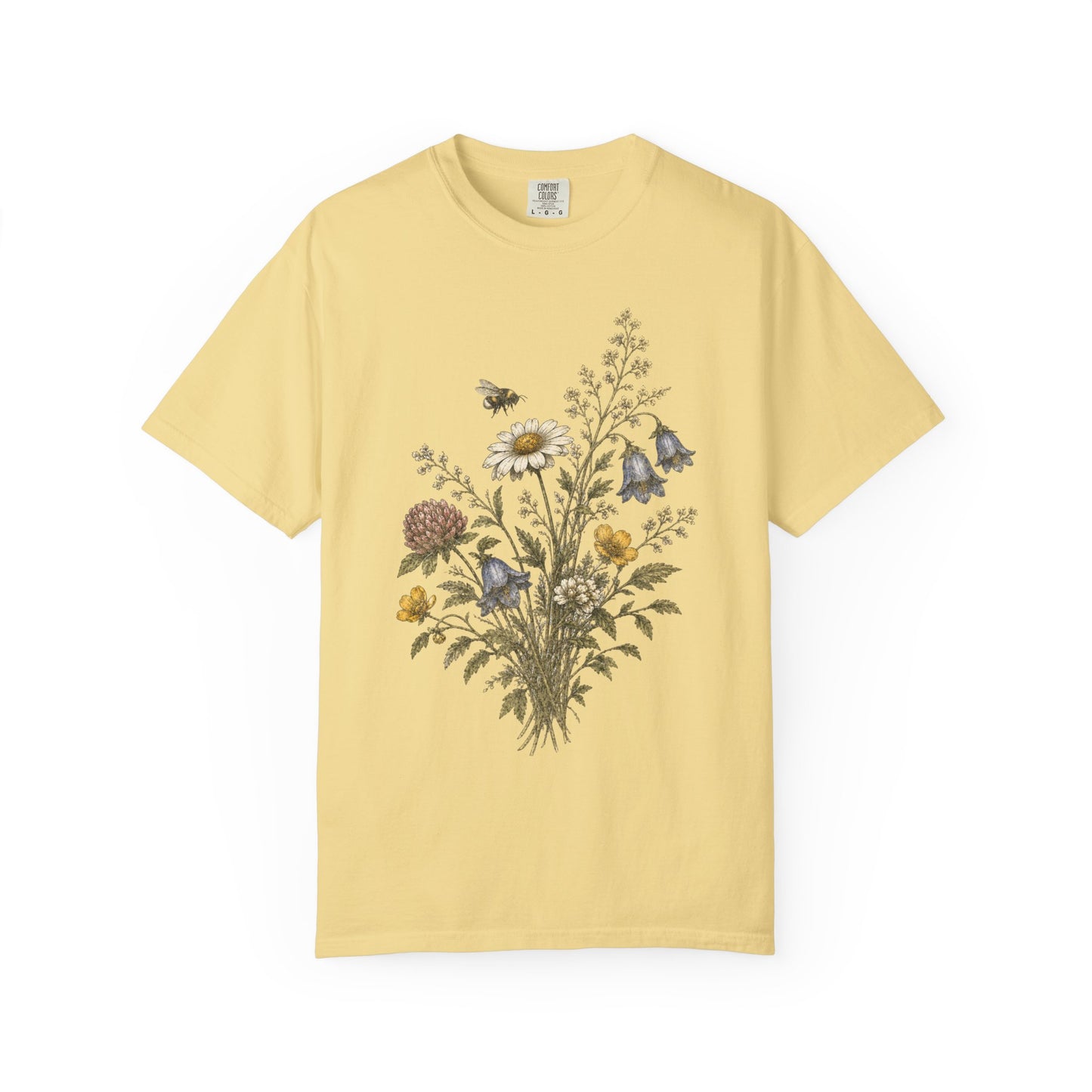Vintage Wildflower Bouquet and Bumblebee Botanical TShirt
