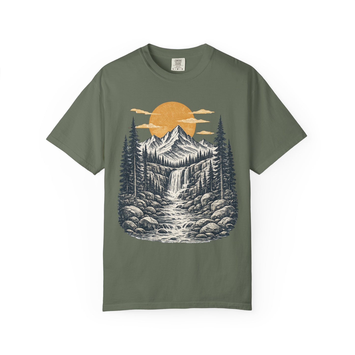 Mountain Sunset T-Shirt — Scenic Wilderness River Graphic Tee