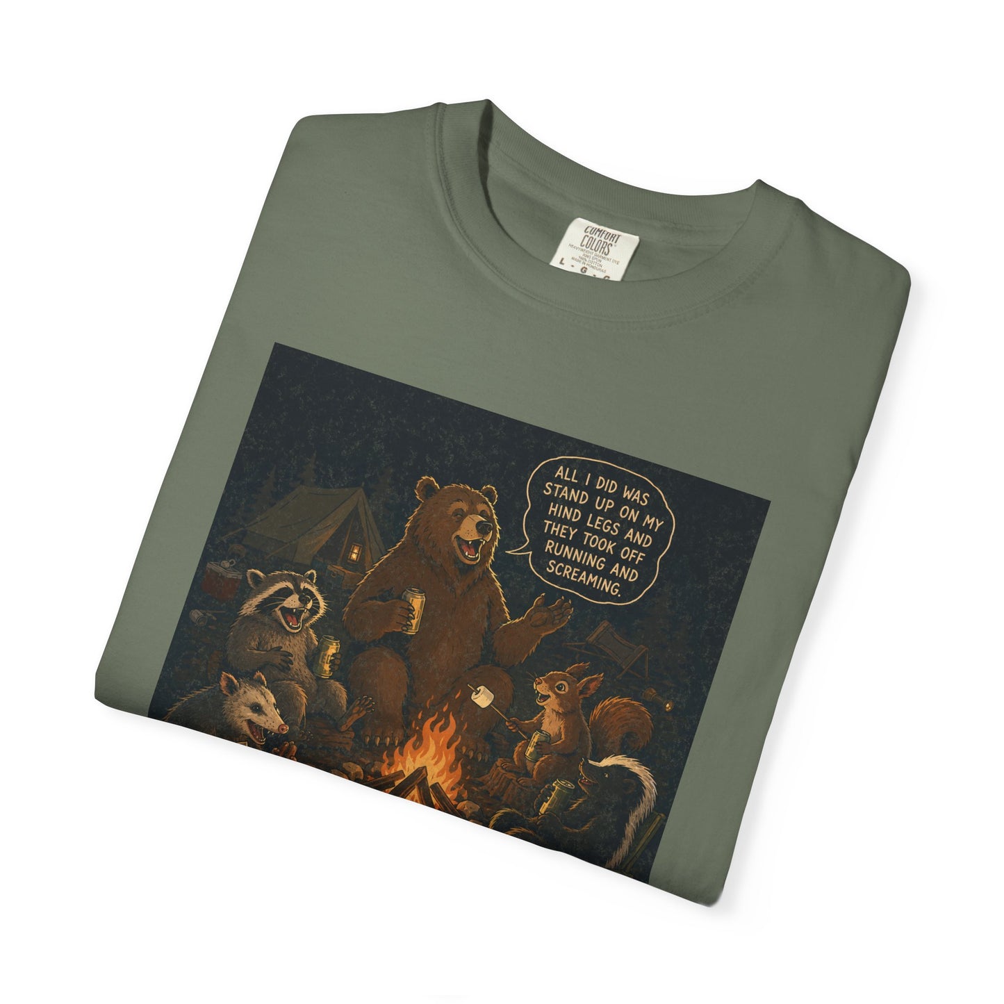 Campfire Criminals | Funny Camping Bear & Raccoon Shirt | Woodland Animals Campfire Tee | Cozy Outdoors Graphic Tee