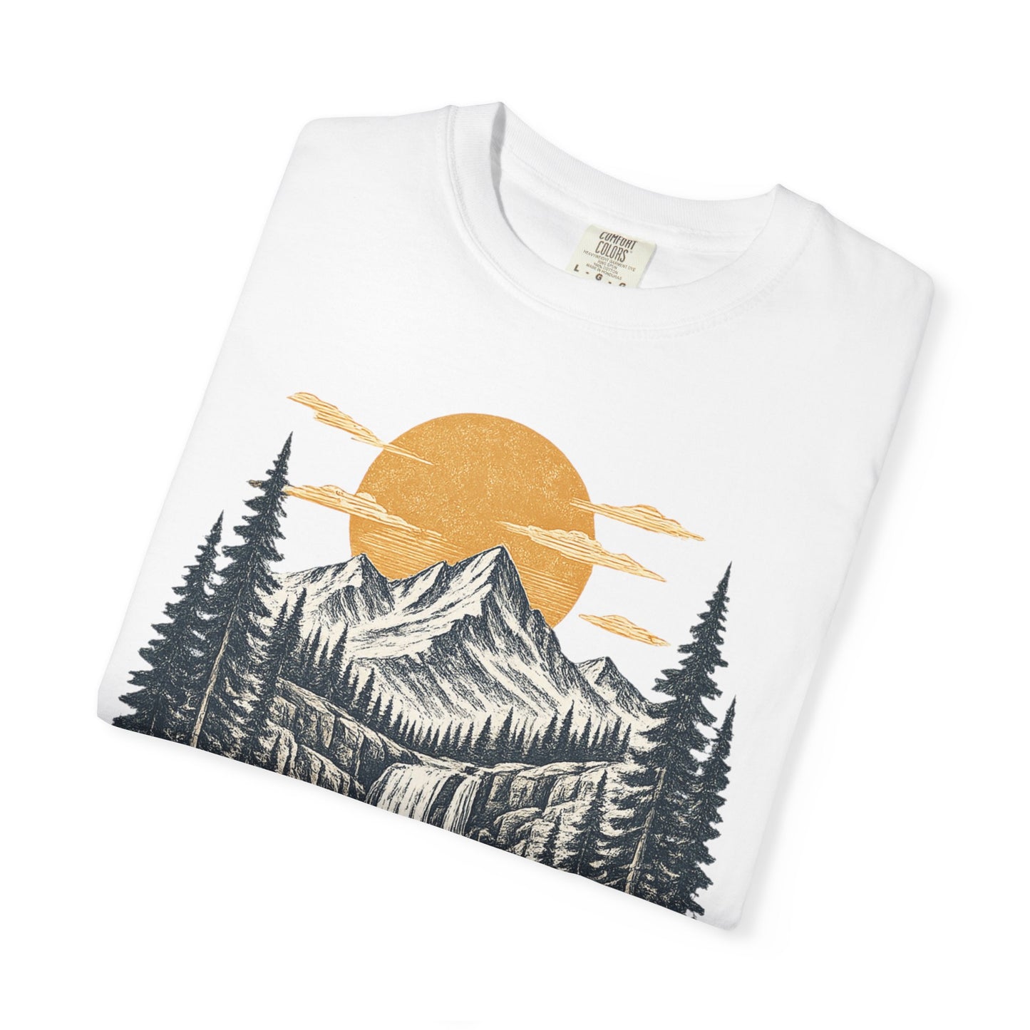 Mountain Sunset T-Shirt — Scenic Wilderness River Graphic Tee