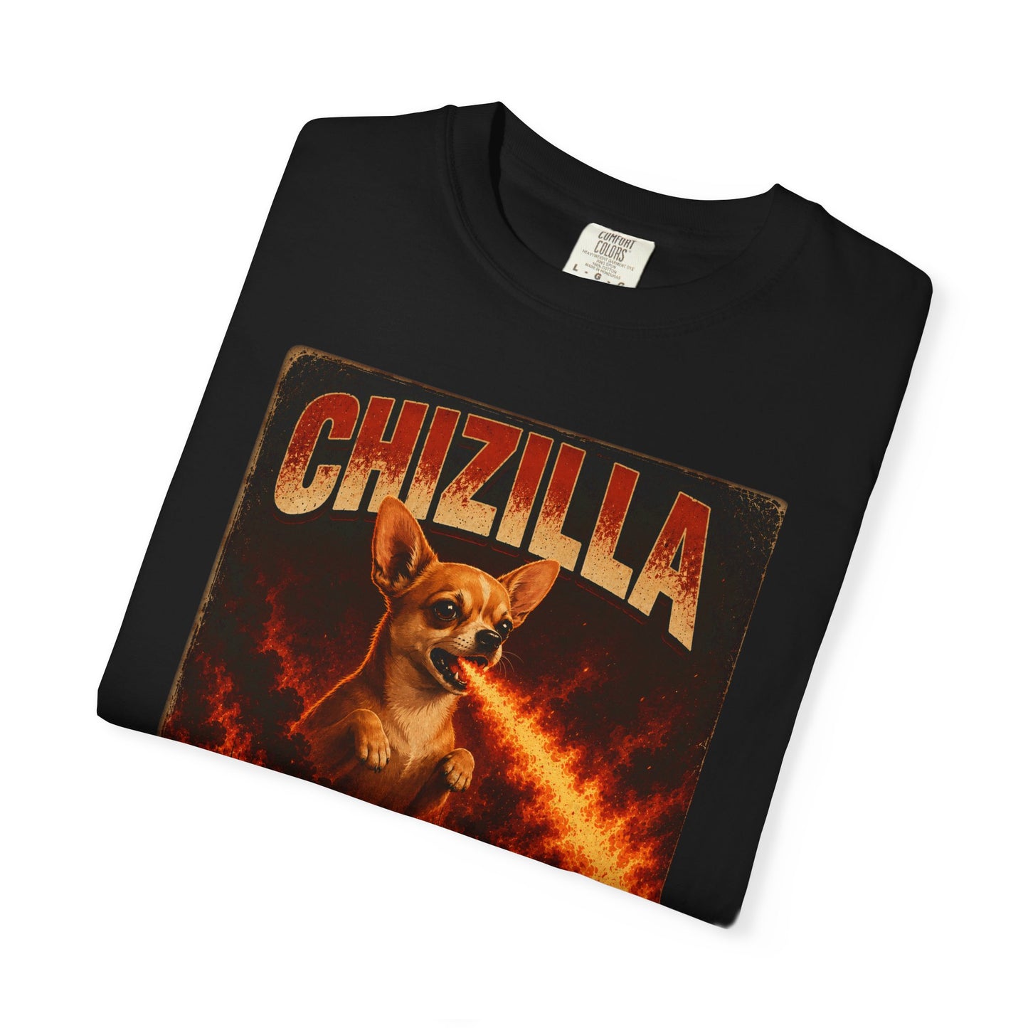 Chizilla Chihuahua T-Shirt — Godzilla Parody Fire-Breathing Dog Tee