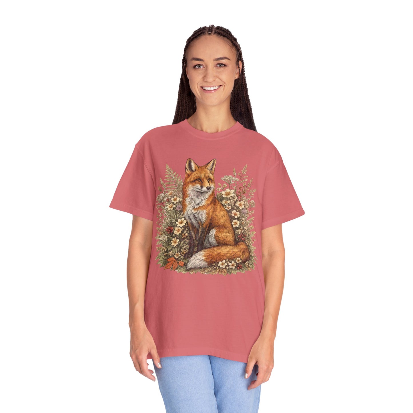 Vintage Fox & Wildflower Botanical Woodland Wldlife T-Shirt
