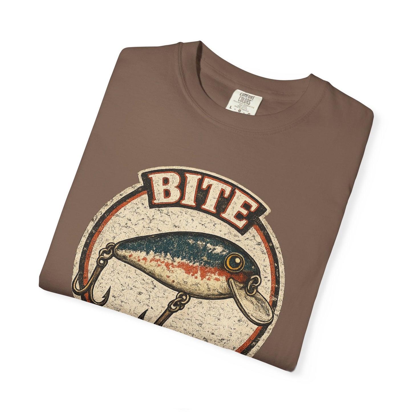 Vintage "Bite Me" Fishing Lure Badge T-Shirt