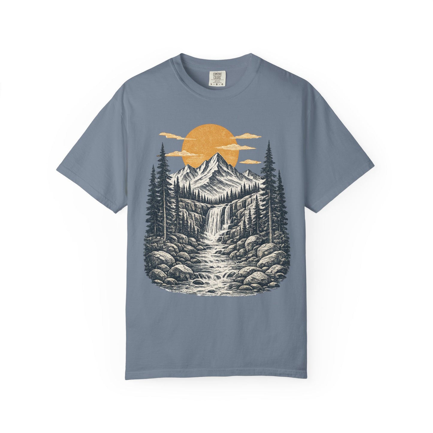 Mountain Sunset T-Shirt — Scenic Wilderness River Graphic Tee