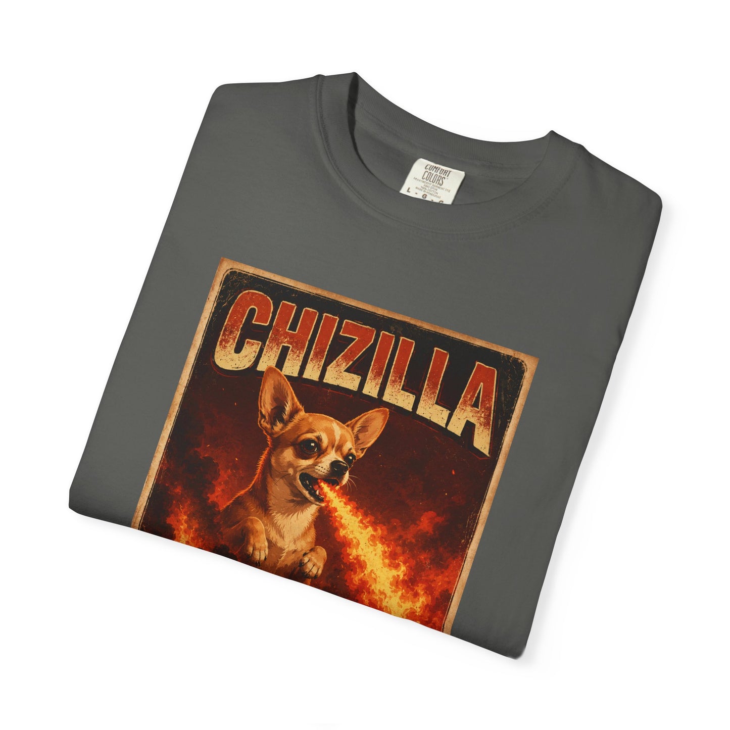 Chizilla Chihuahua T-Shirt — Godzilla Parody Fire-Breathing Dog Tee