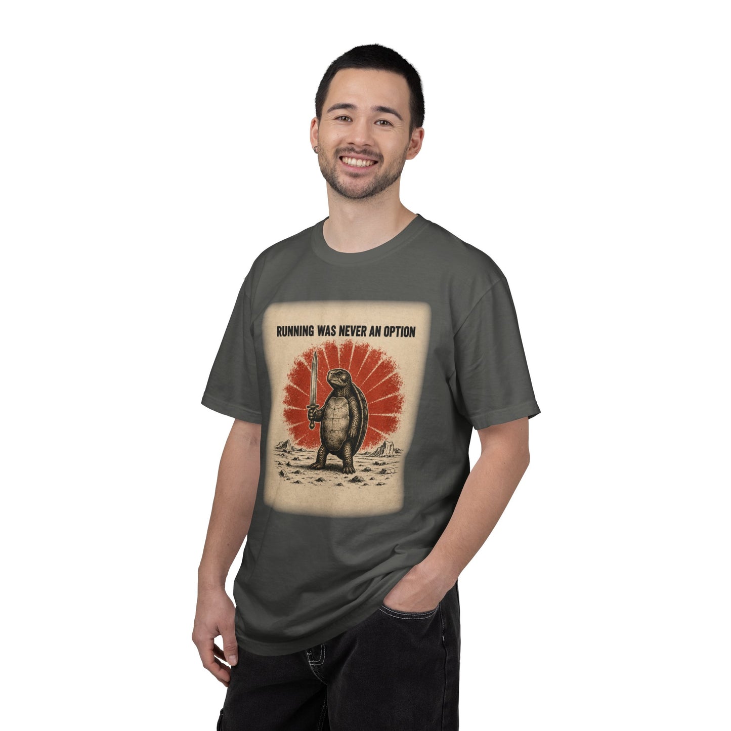 Running Was Never an Option Turtle Shirt | Funny Warrior Turtle Graphic Tee | Vintage Comfort Colors® T-Shirt