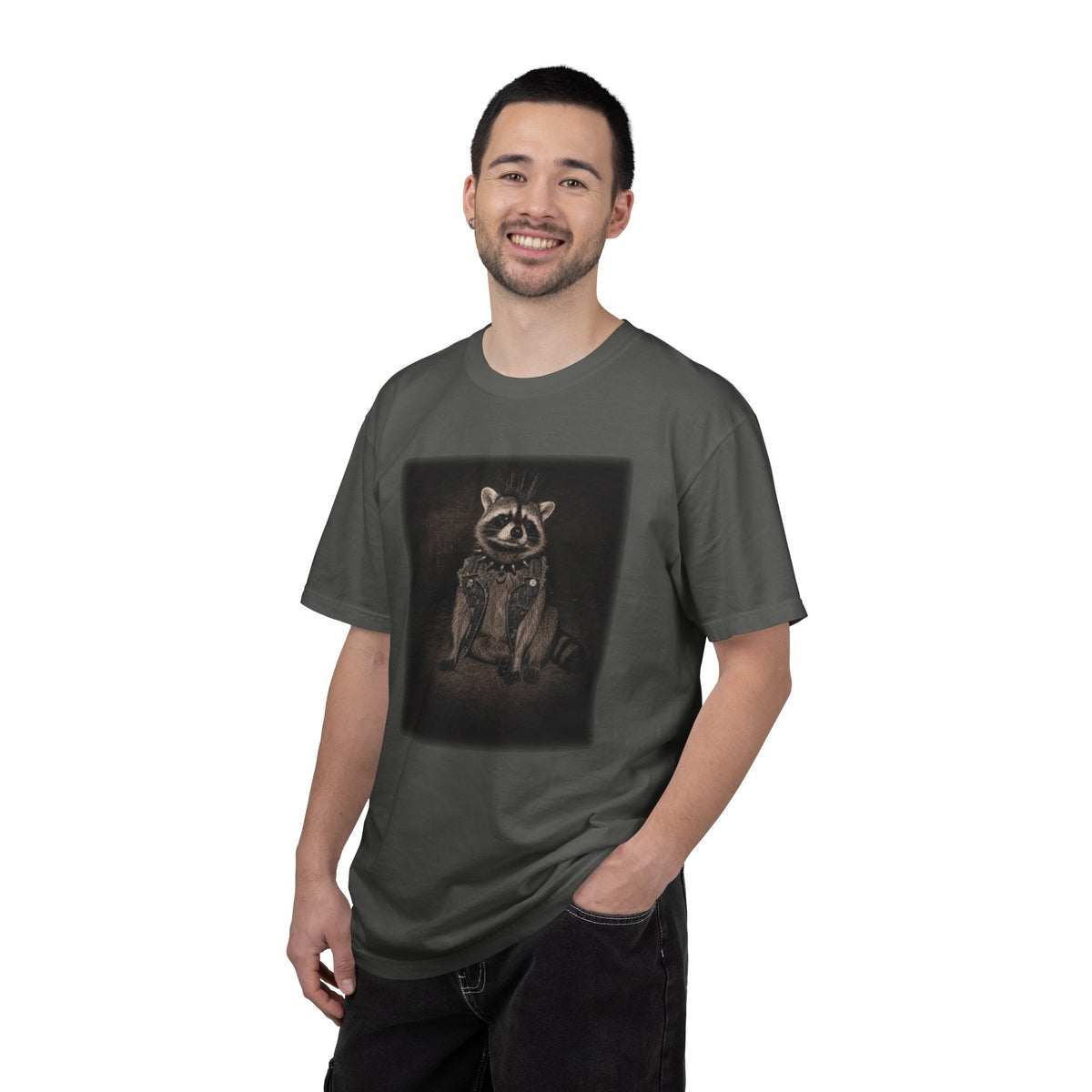 Punk Gothic Raccoon Graphic T-Shirt