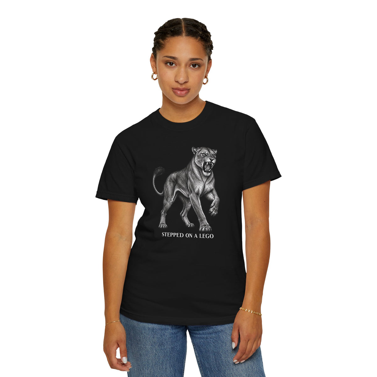 Stepped on a Lego Funny Vintage Lioness Animal Tee