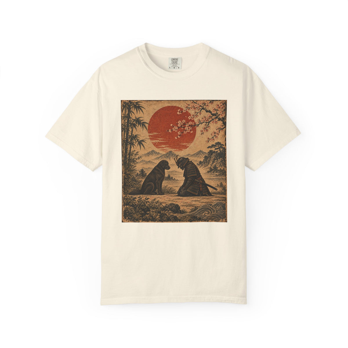 Samurai Bowing to Dog Shir, Vintage Japanese Dog Graphic Tee