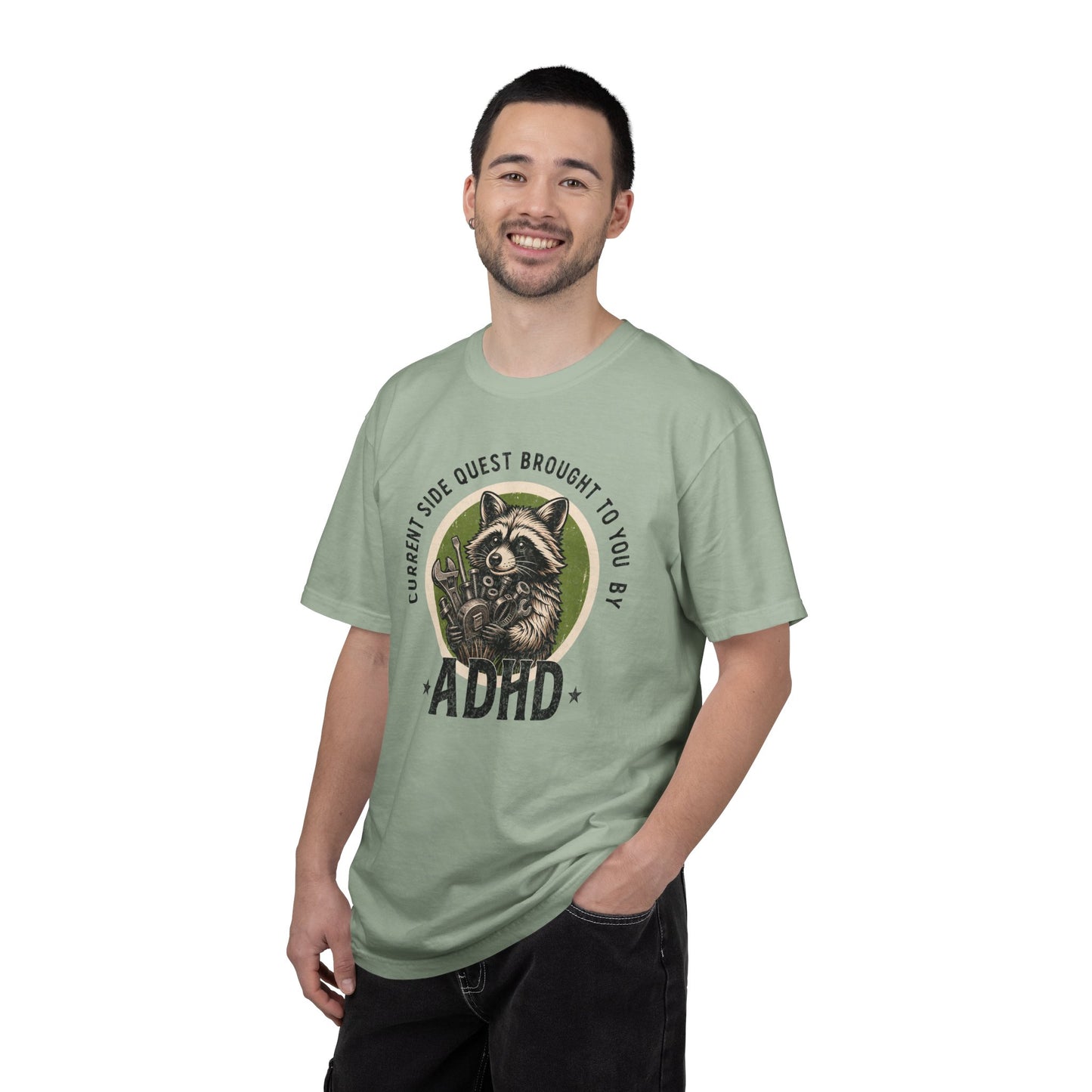 Distressed Current Side Quest Brought to You by ADHD Shirt, Funny Neurodivergent Humor Animal Tee