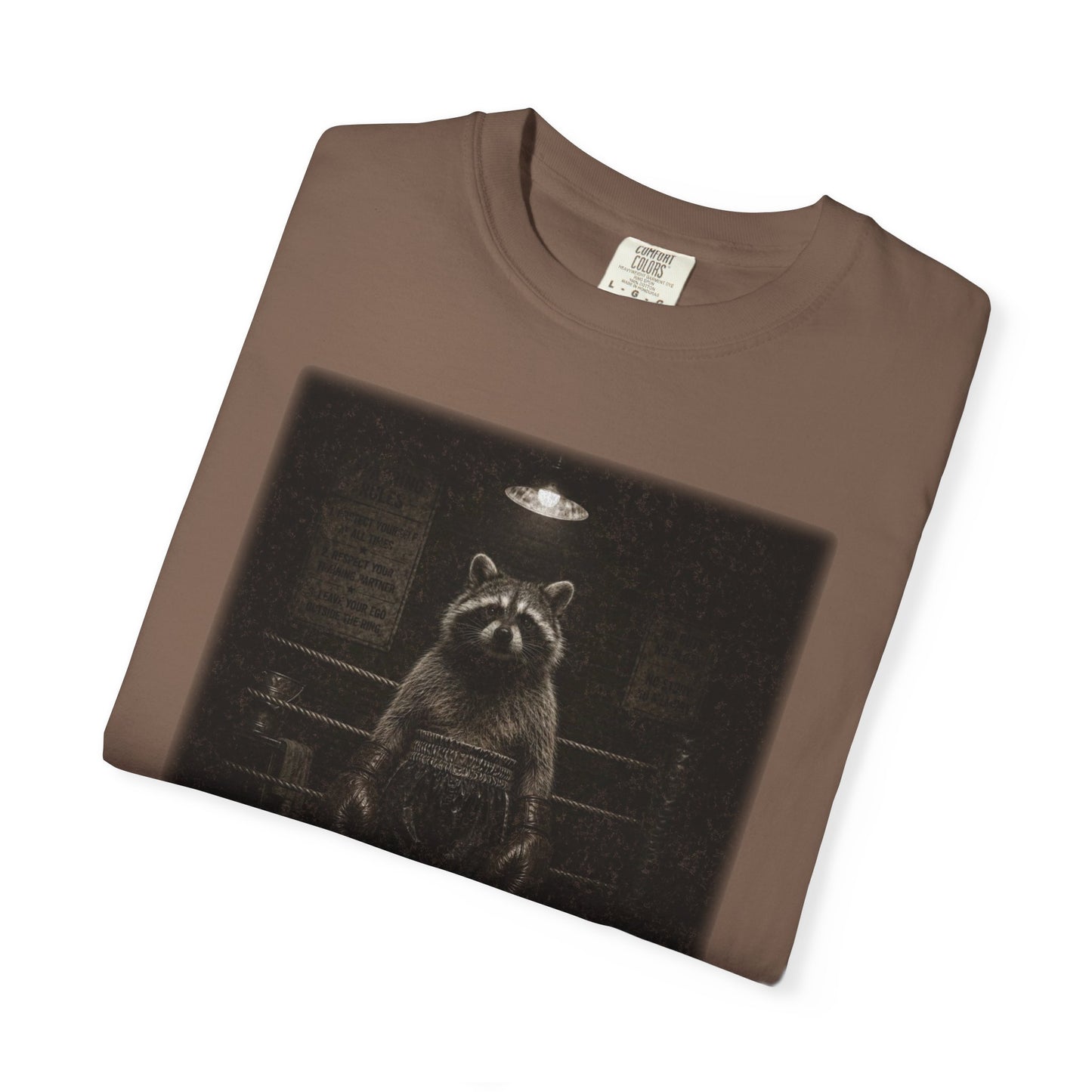 Raccoon Boxer T-Shirt | Fighting the Chaos | Vintage Animal Graphic Tee | Unisex Comfort Colors Shirt