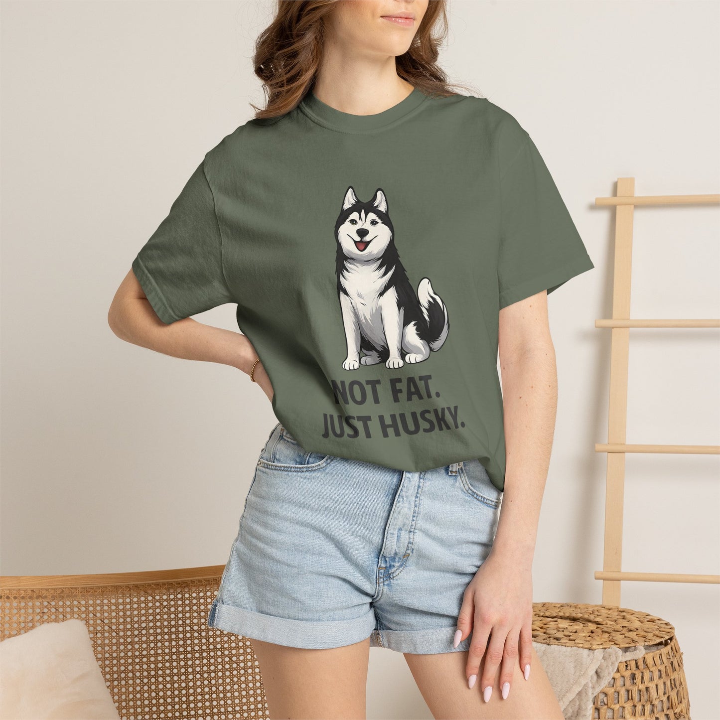Not Fat Just Husky Husky T-Shirt | Cute Husky Illustration, Dog Lover Tee