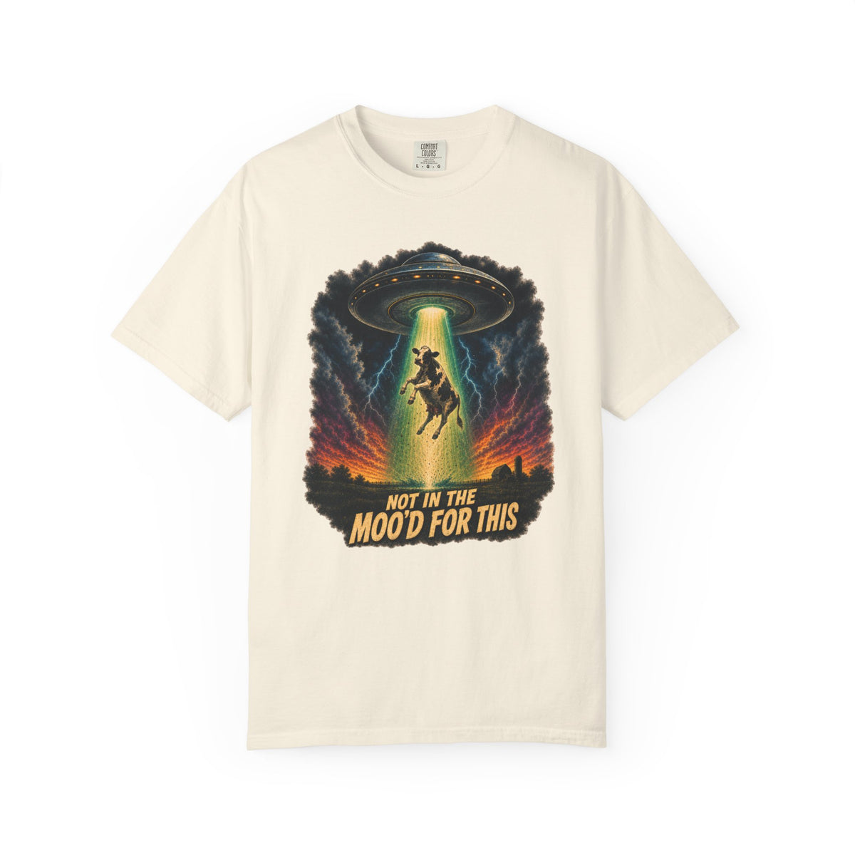 Not in the Moo’d for This Shirt – Funny Cow UFO Alien Abduction Graphic Tee