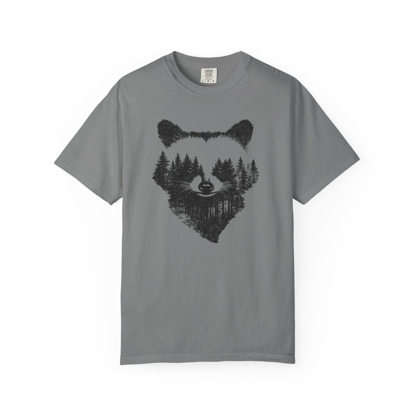 Woodland Raccoon Silhouette T-Shirt, Forest Wildlife Graphic Vintage Nature Tee