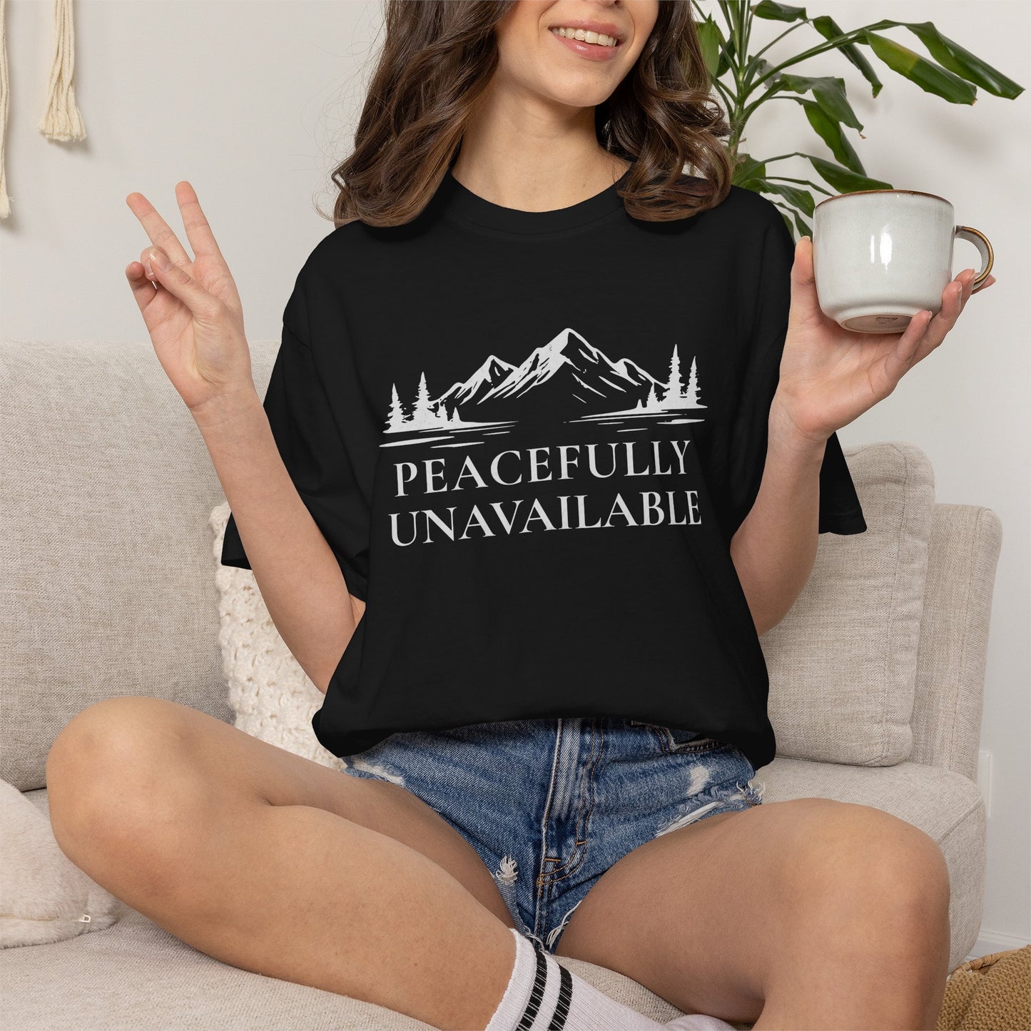 Peacefully Unavailable Outdoor T-Shirt — Camping & Hiking Zen Tee