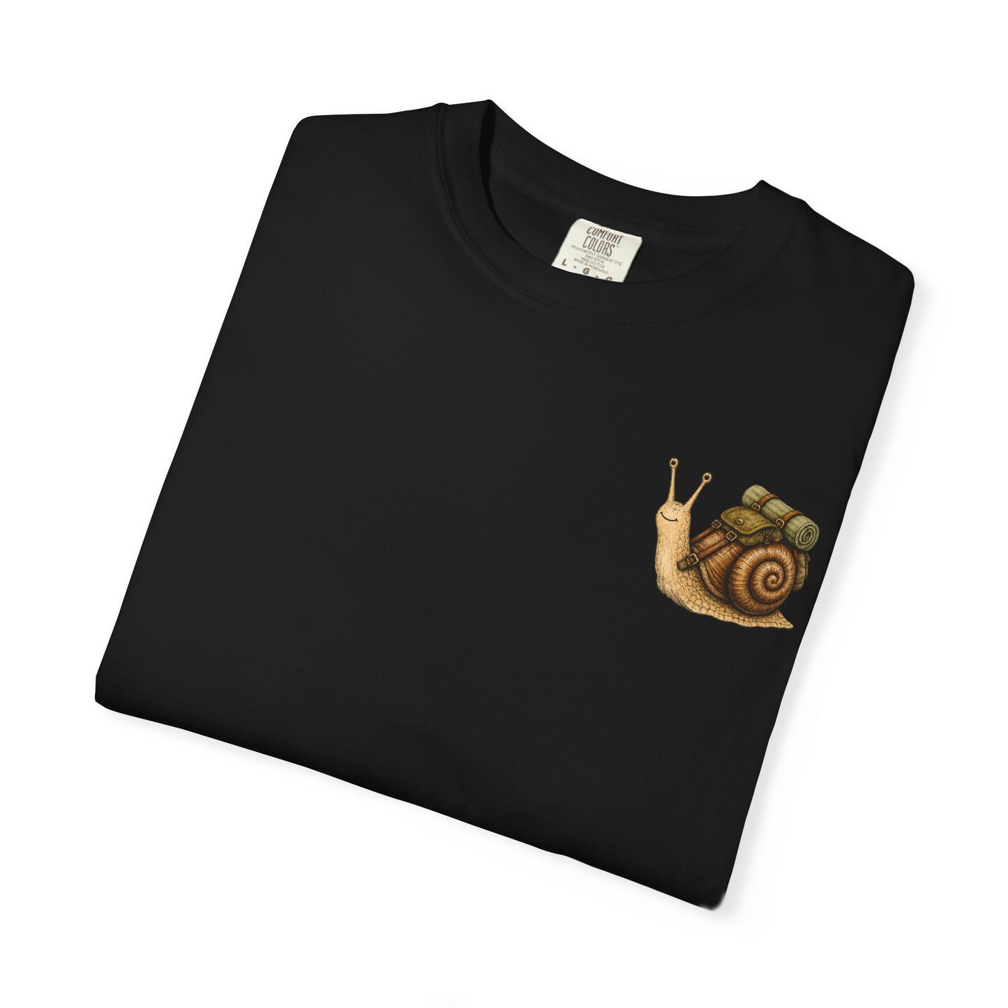 Snail Pocket T-Shirt — Cute Minimal Animal Slow Adventure Graphic Tee