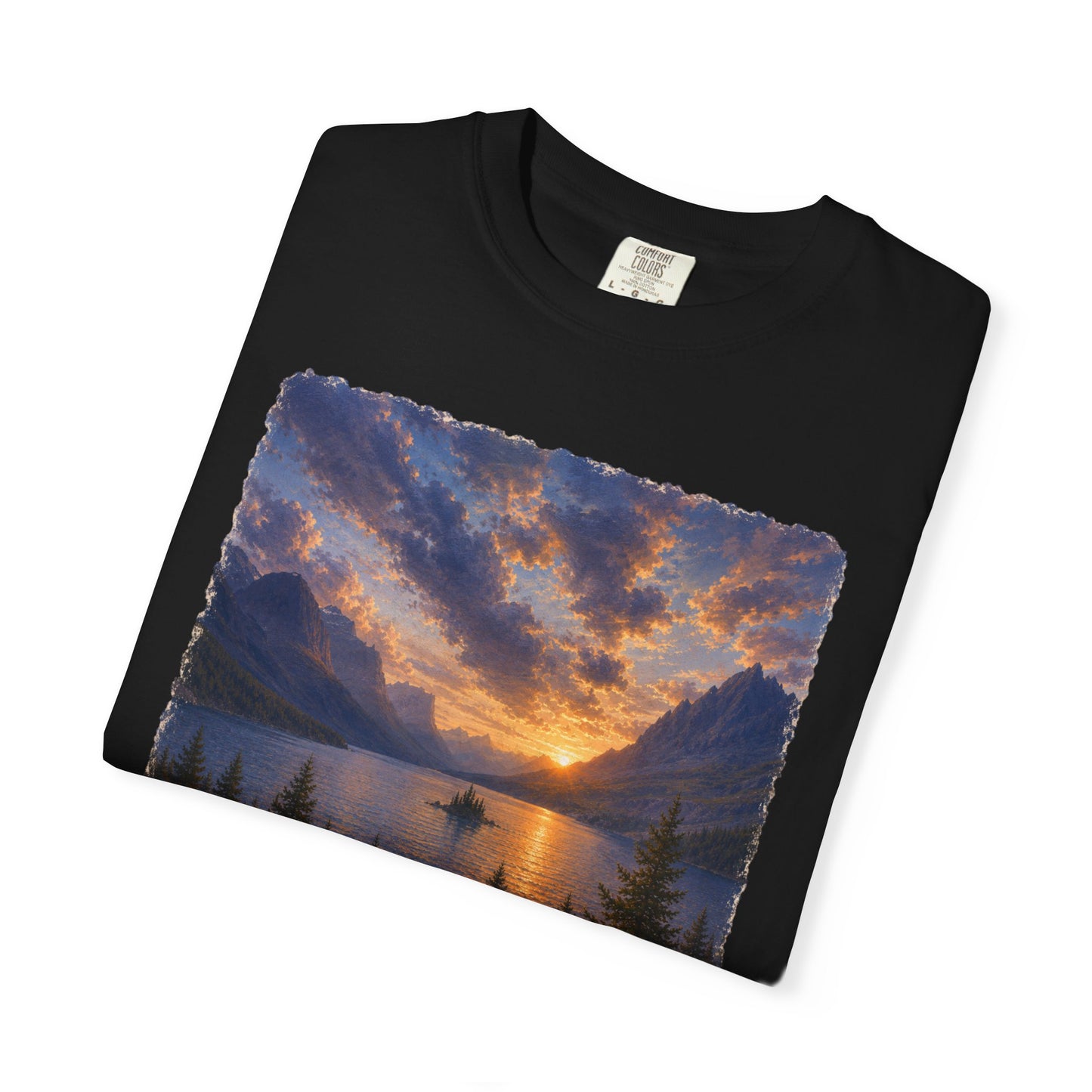 Glacier National Park Vintage Montana Landscape Sunset Scenic Wild Goose Island T-Shirt