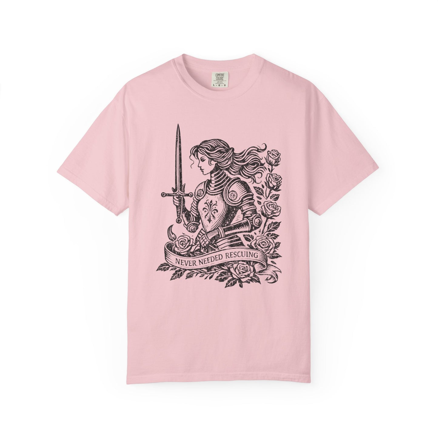 'Never Needed Rescuing' Feminist Female Knight Armor Graphic Tee