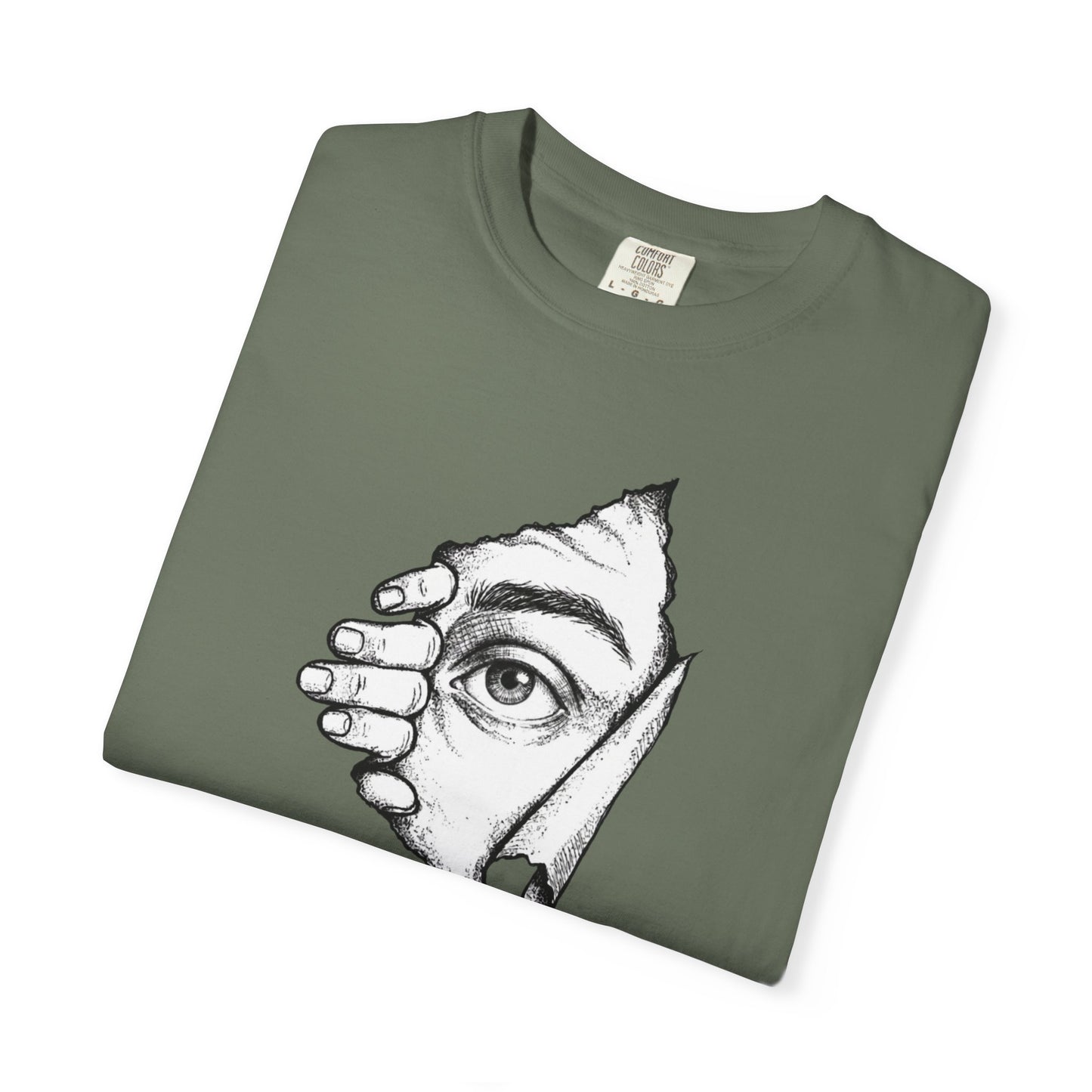 Peekaboo Curious Eye Graphic Peeking Eye Tee, Minimalist Black & White Art Shirt