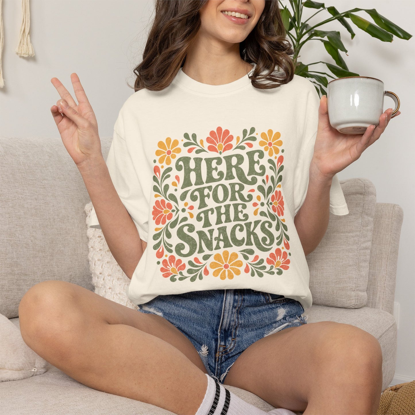 Here for the Snacks T-Shirt | Funny Food Graphic Tee