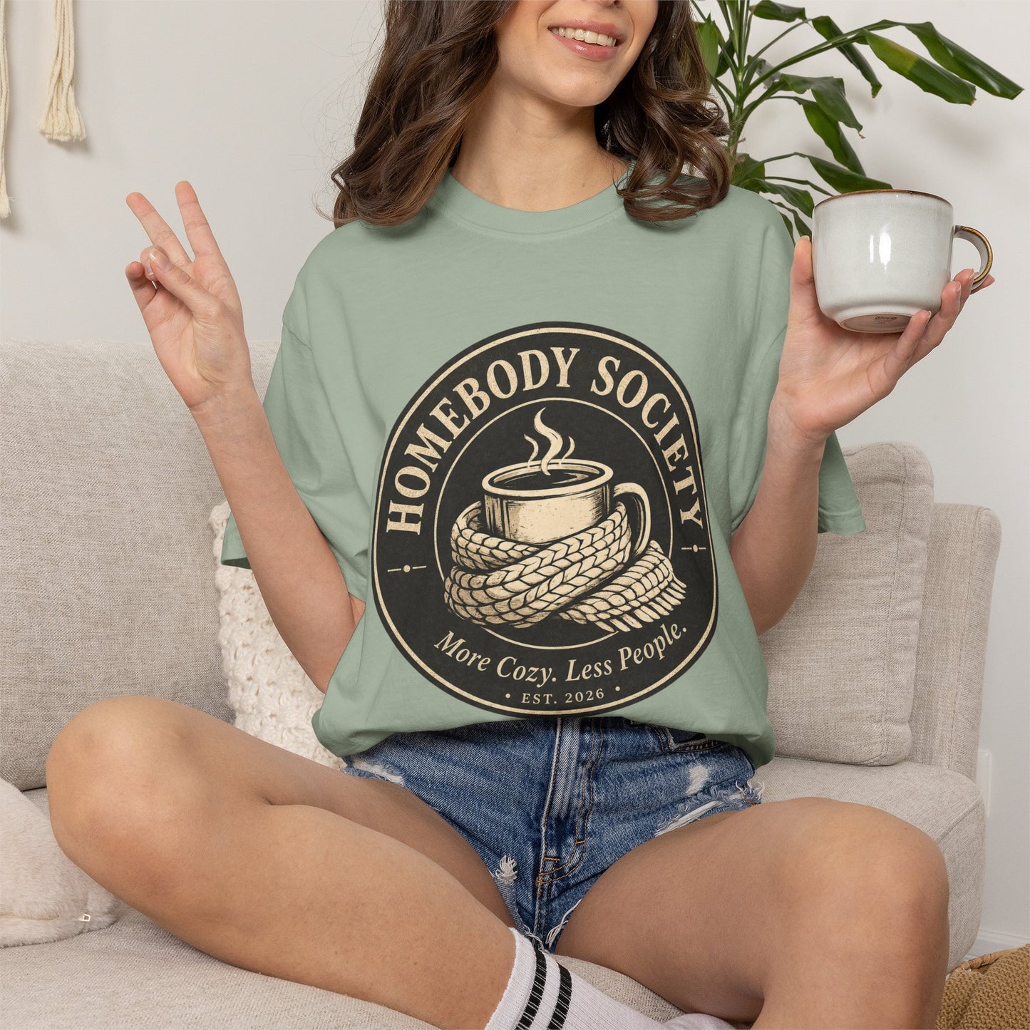 Homebody Society T-Shirt — "More Cozy, Less People" Vintage Distressed Introvert Tee