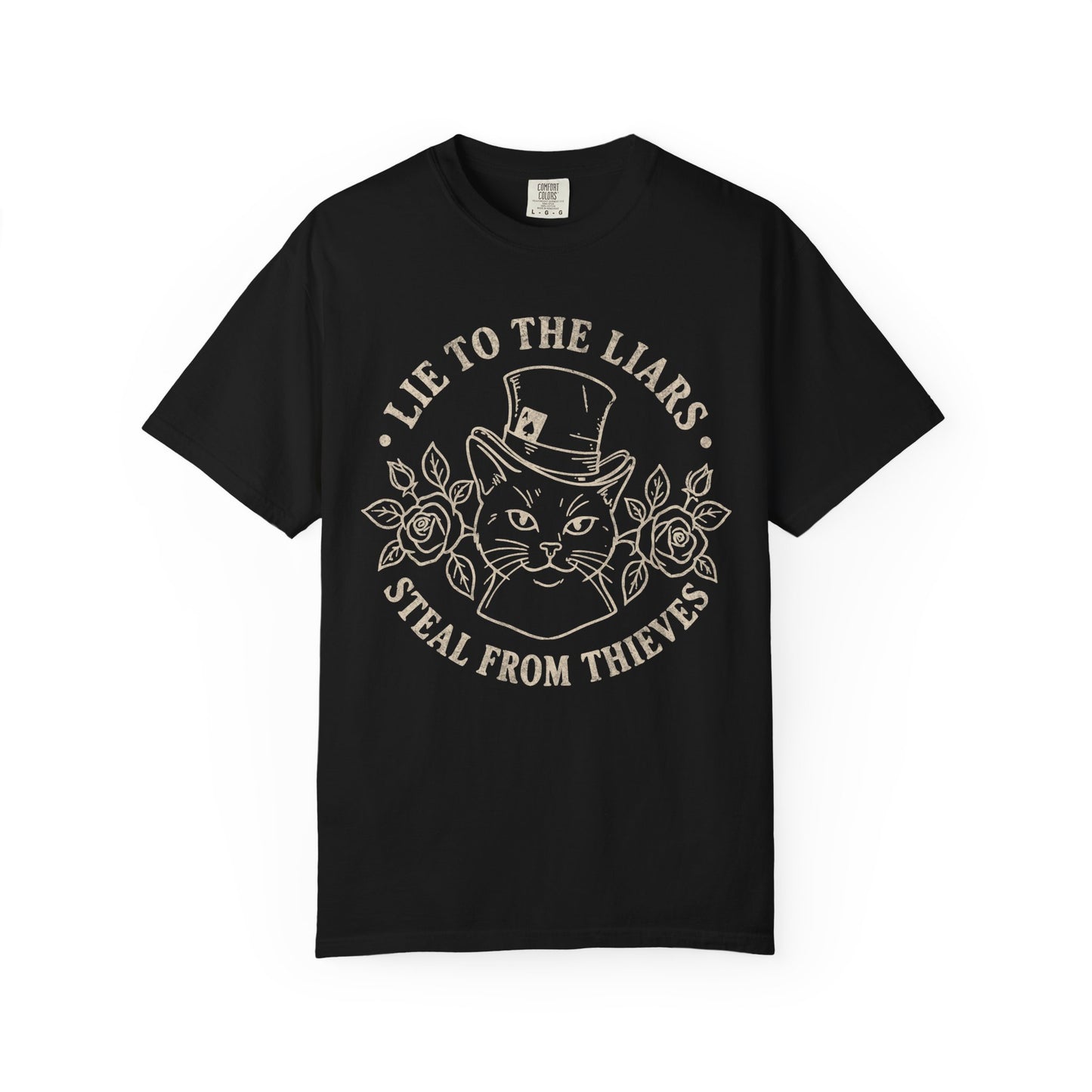 Lie to the Liars Steal from Thieves Cat Vintage Retro Graphic Tee