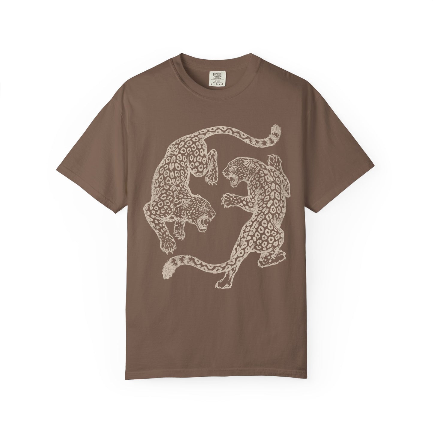 Circling Fighting Retro Distressed Leopards Graphic T-Shirt