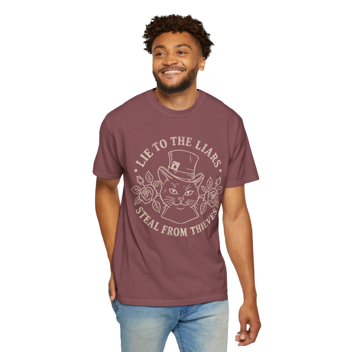 Lie to the Liars Steal from Thieves Cat Vintage Retro Graphic Tee
