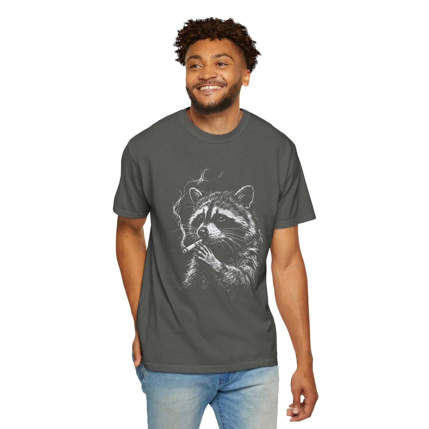 Vintage Wildlife Smoking Raccoon Graphic T-Shirt