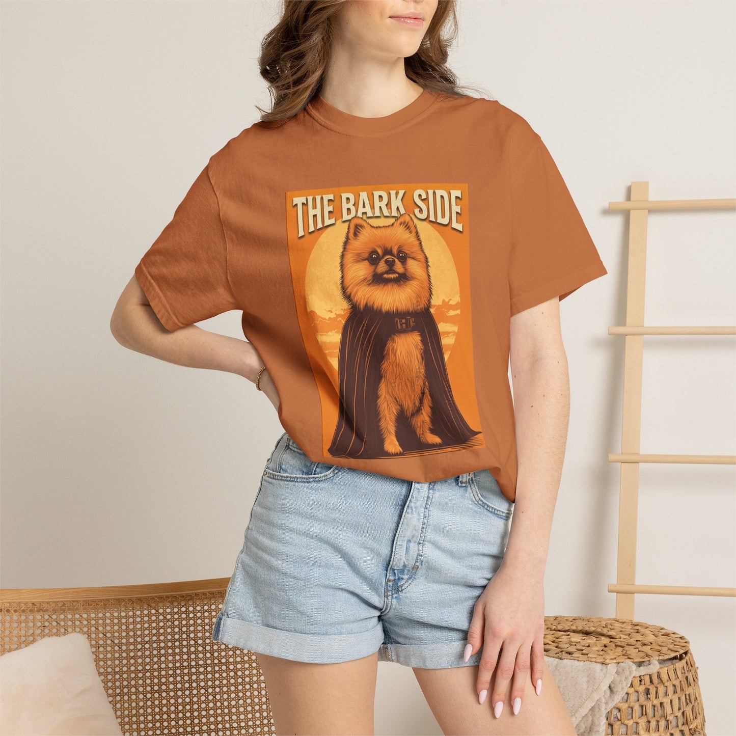 The Bark Side Funny Pomeranian Star Wars Inspired Dog T-Shirt | Cute Retro Dog Lover Tee