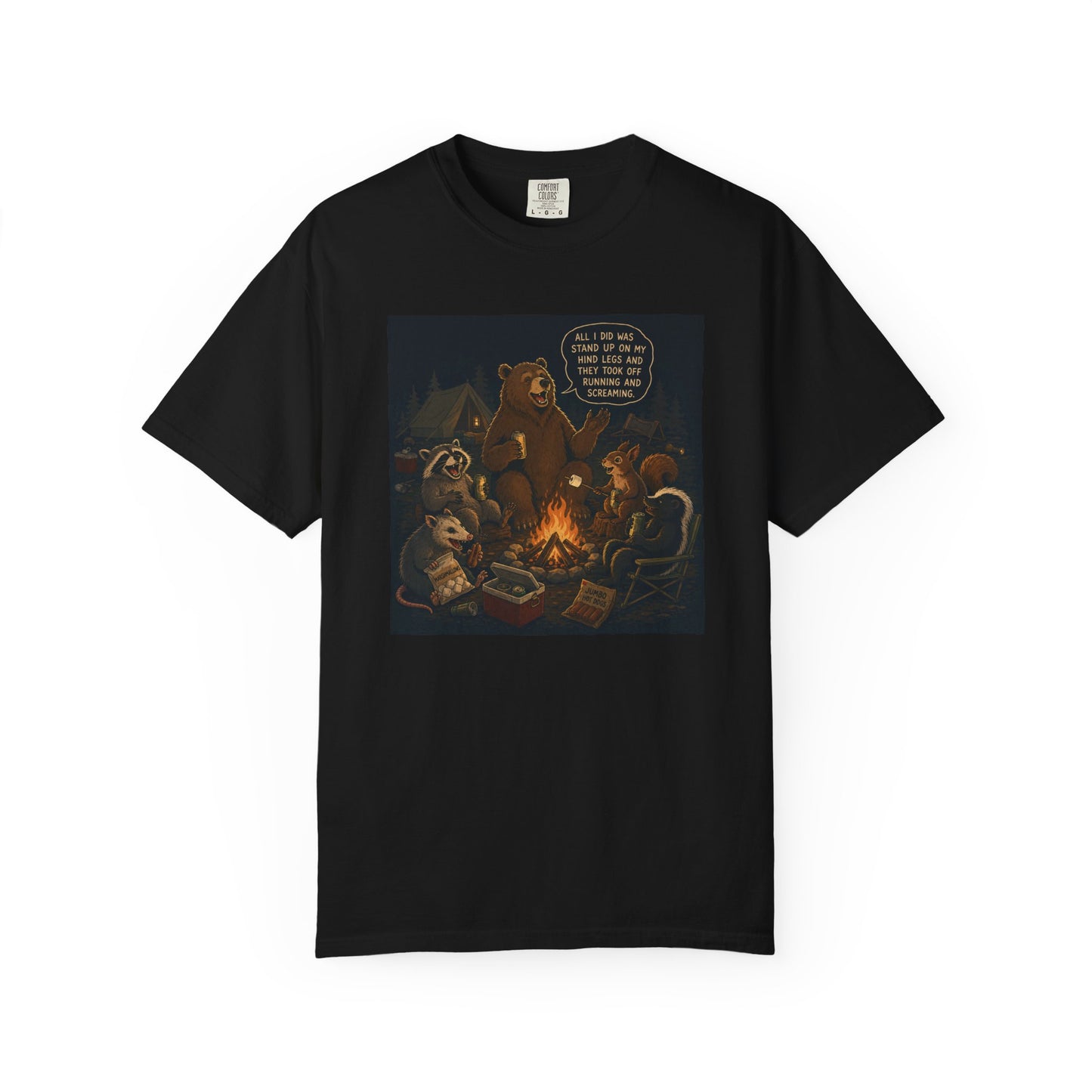 Campfire Criminals | Funny Camping Bear & Raccoon Shirt | Woodland Animals Campfire Tee | Cozy Outdoors Graphic Tee
