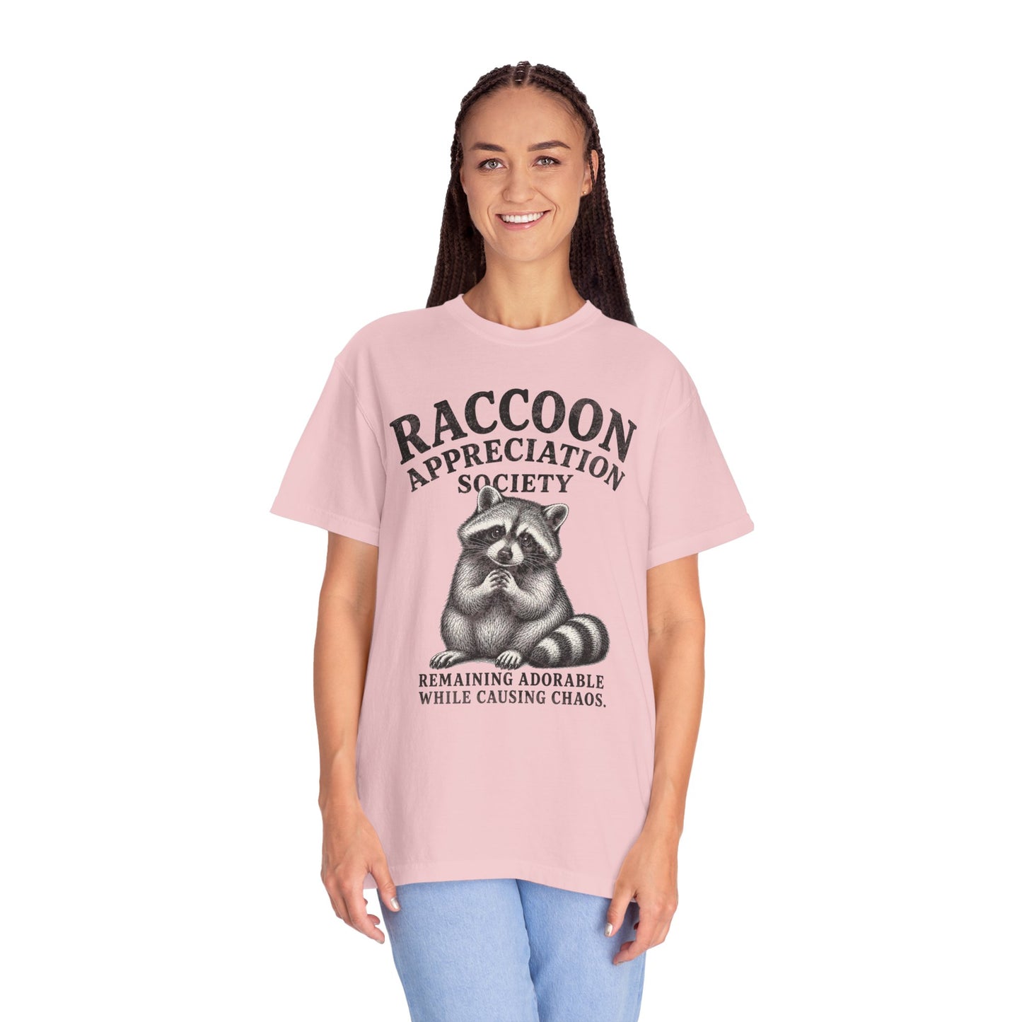 Raccoon Appreciation Society T-Shirt — "Remaining Adorable While Causing Chaos" Funny Cute Trash Panda Tee