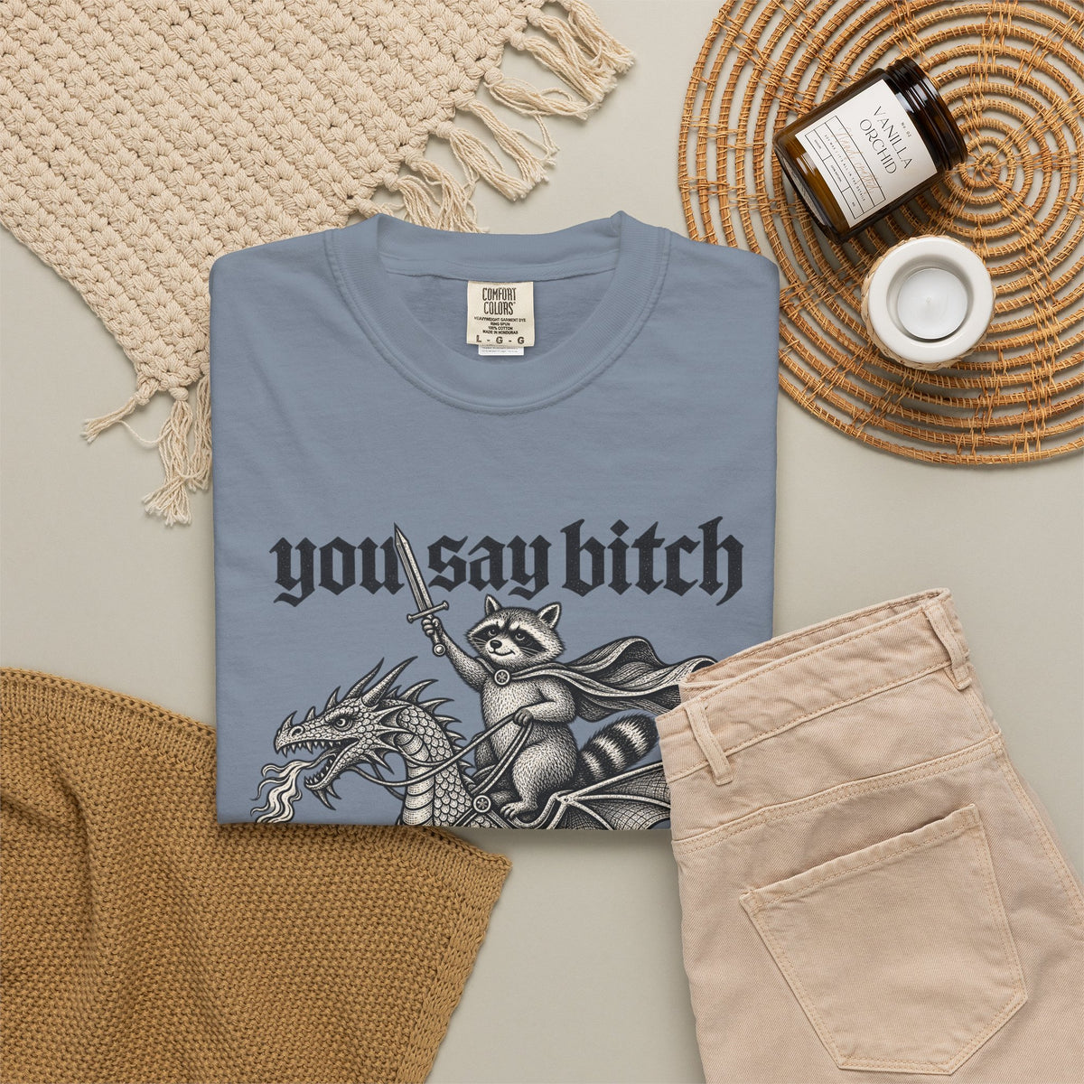 You Say Bitch Like It's A Bad Thing Vintage Gothic Raccoon Dragon T-Shirt