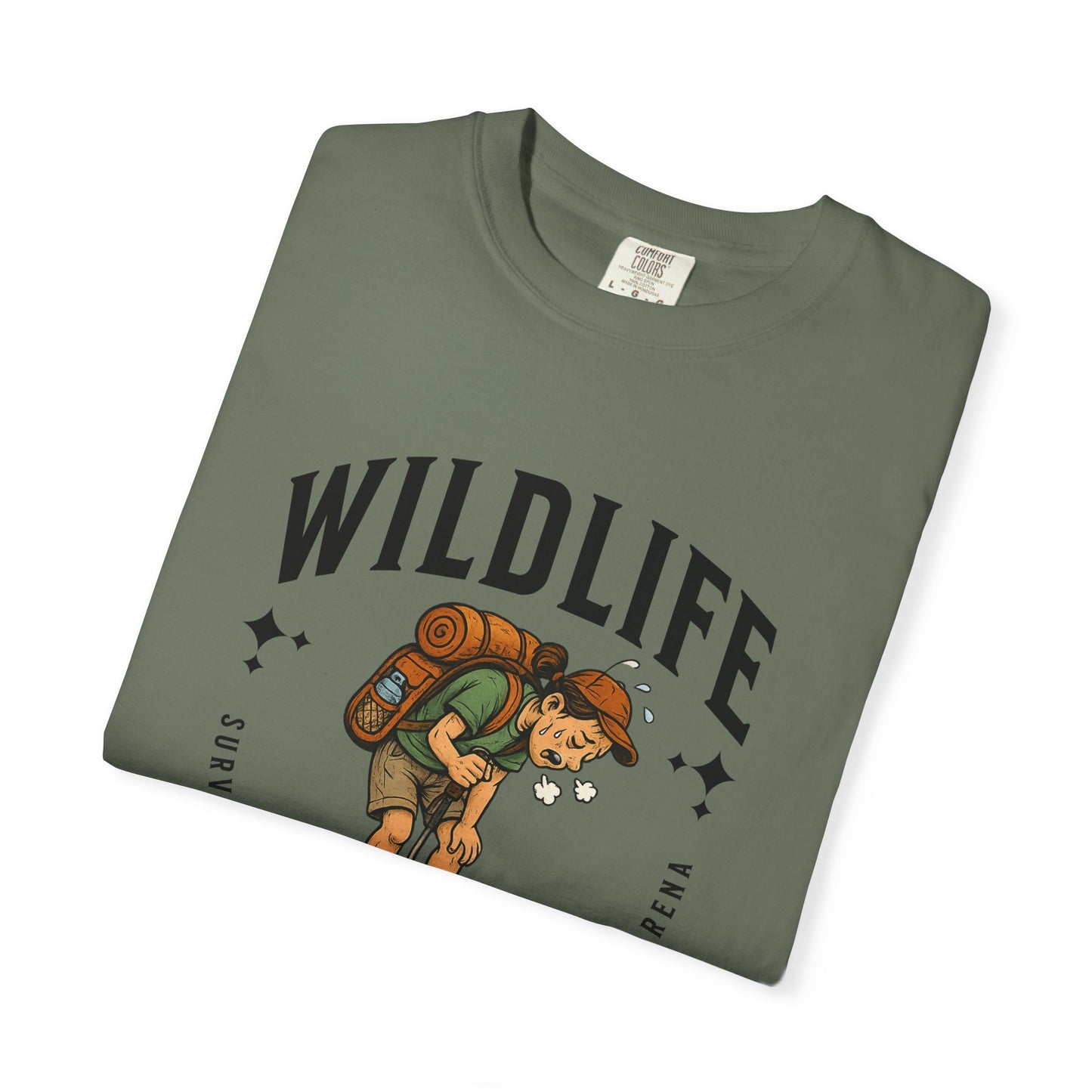 WILDLIFE Camp Shirt — "Survival of the Fittest in Nature's Arena" Funny Hiking Outdoors Tee