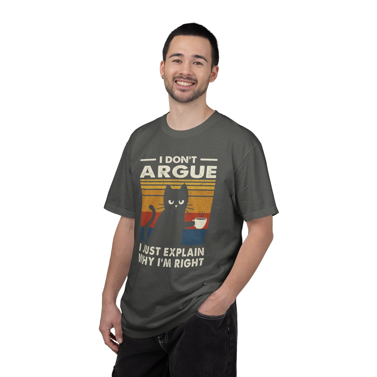 Cat Humor T-Shirt — "I Don't Argue, I Just Explain Why I'm Right" Retro Tee