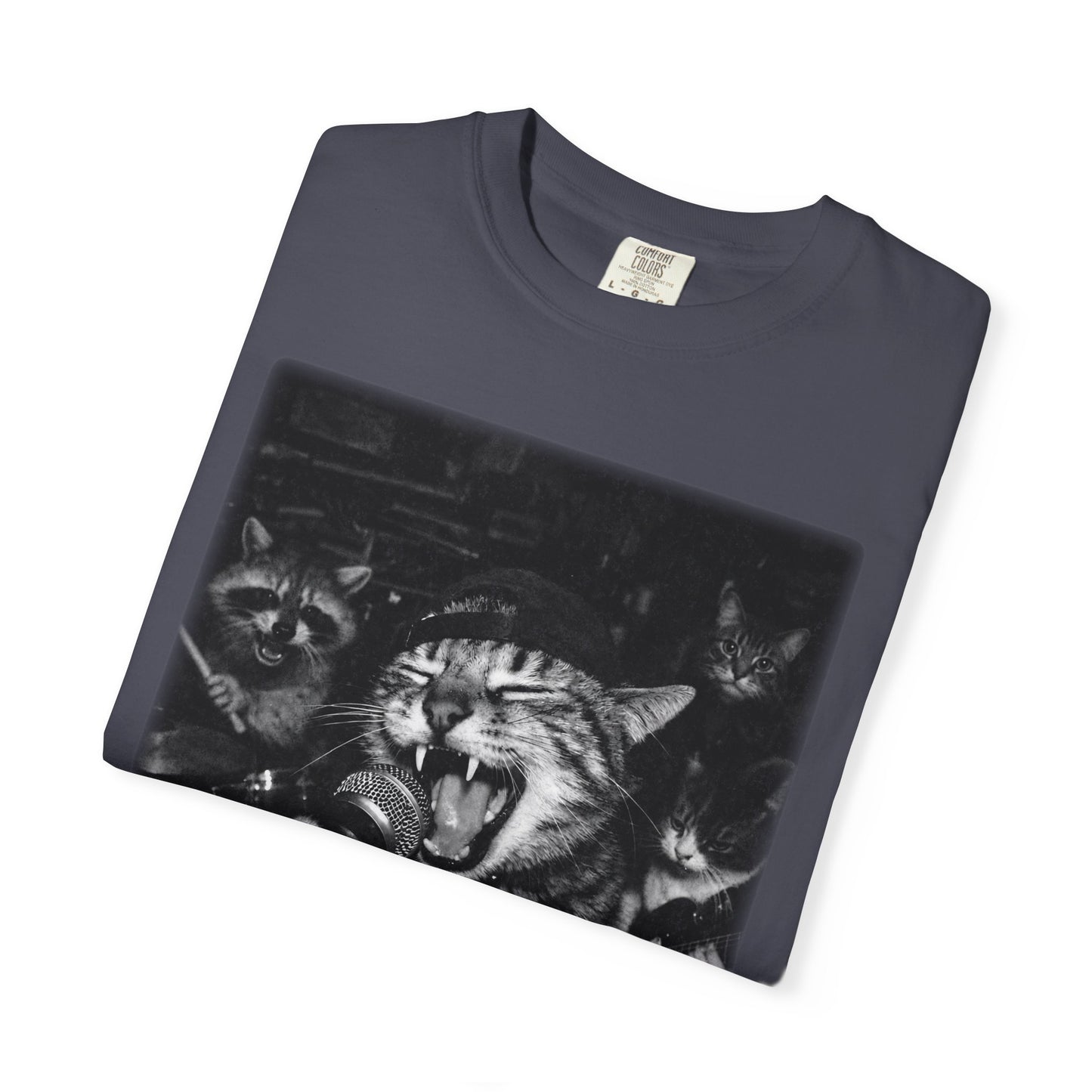 Garage Band Animals T-Shirt — 'Rocking Out' Cat & Squirrel Photorealistic Tee