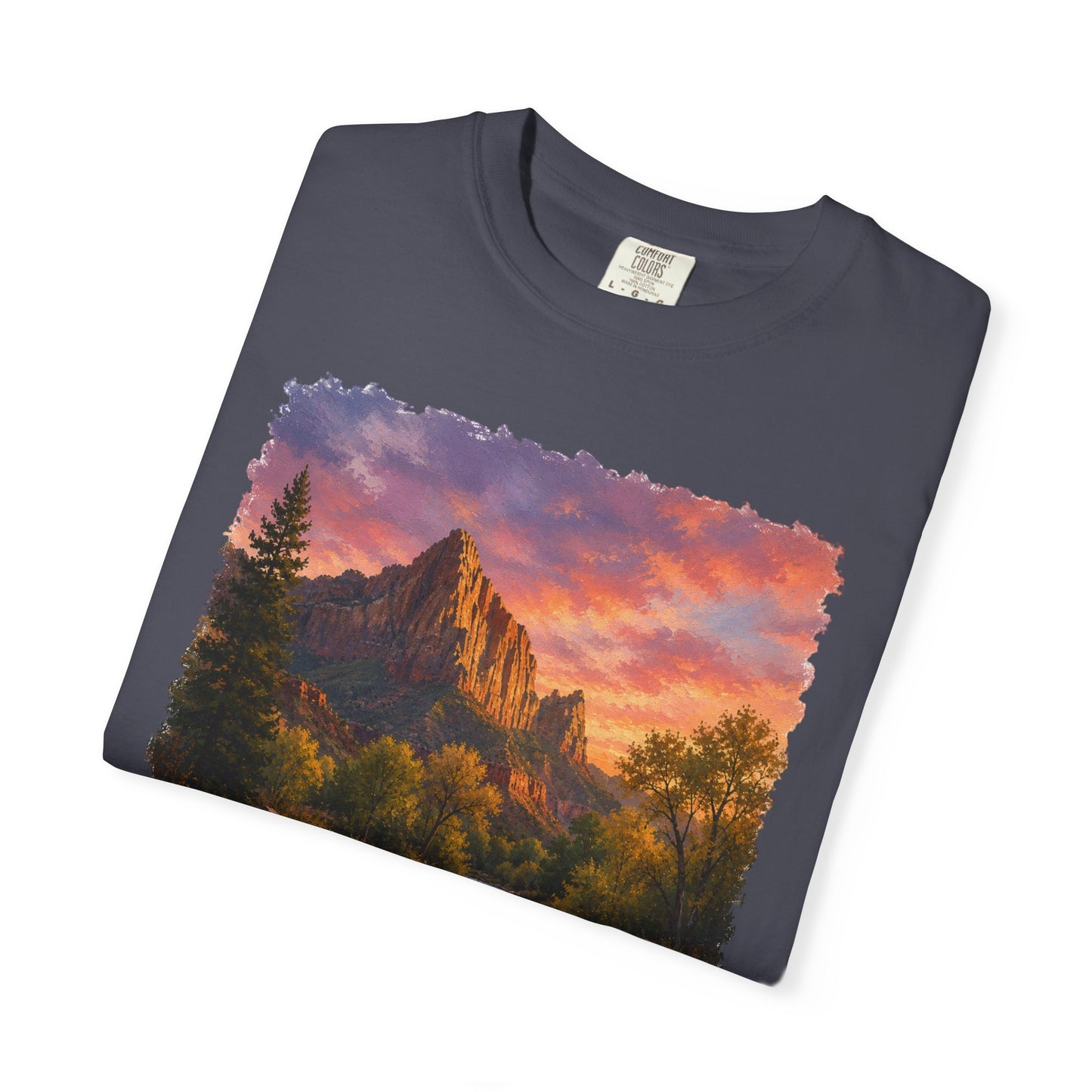 Zion National Park Scenic T-Shirt — Sunset Mountain River The Watchman Graphic Tee