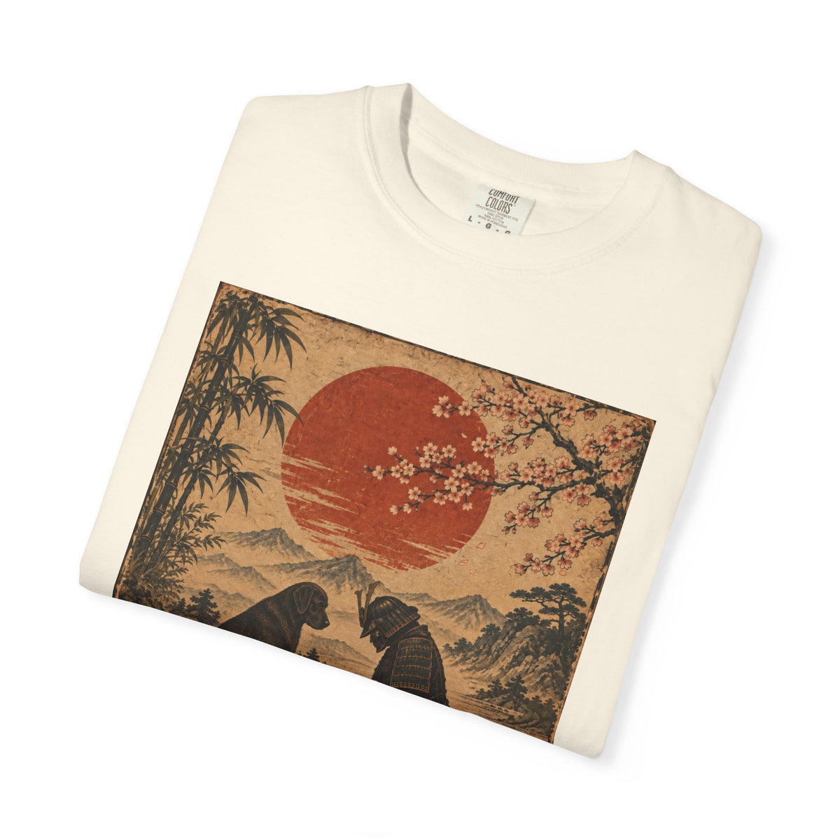Samurai Bowing to Dog Shir, Vintage Japanese Dog Graphic Tee