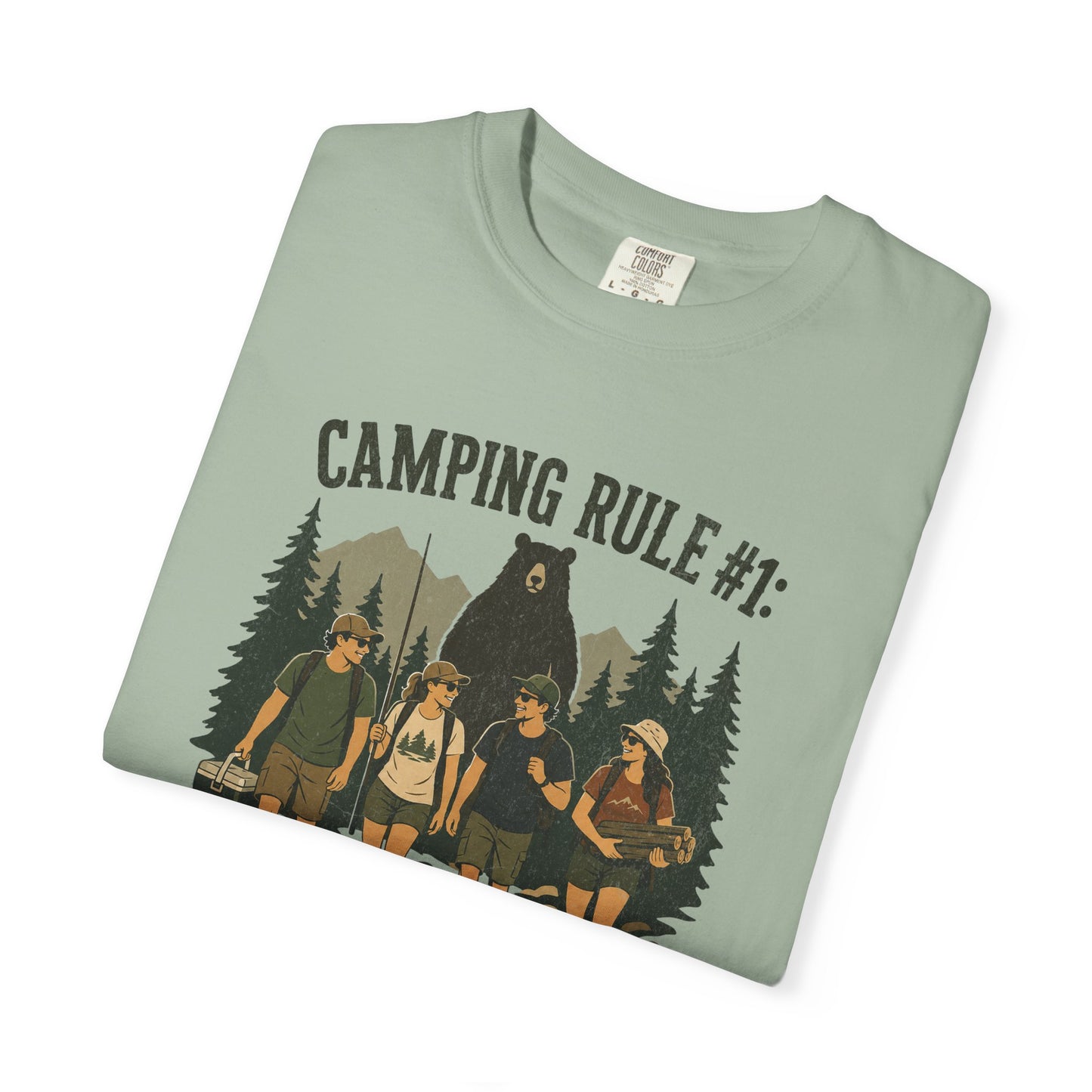 Camping Rule T-Shirt — “Always Camp with Slower Runners” Vintage Outdoor Tee