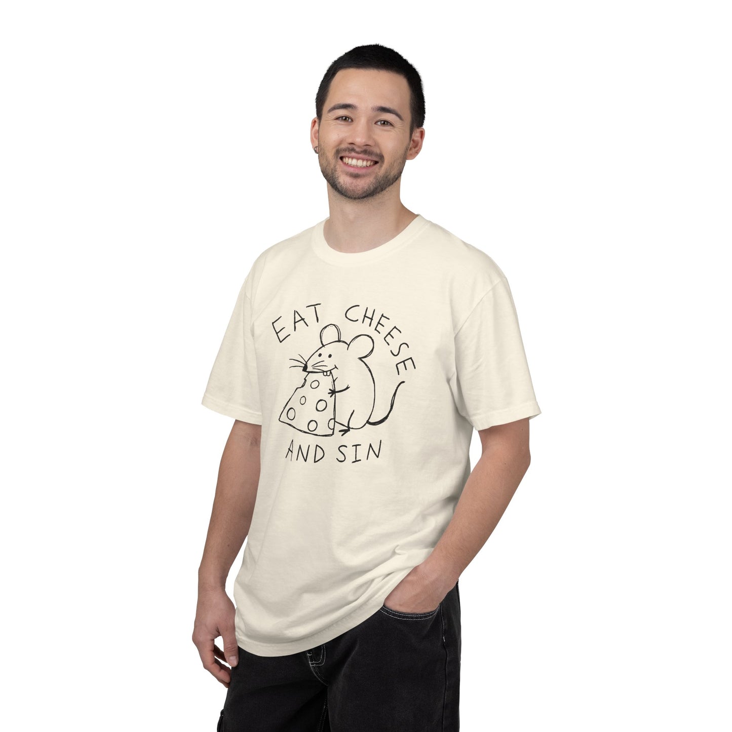 Eat Cheese and Sin Shirt | Funny Mouse Shirt | Weird Humor Tee | Cheese Lover Gift | Funny Graphic Tee