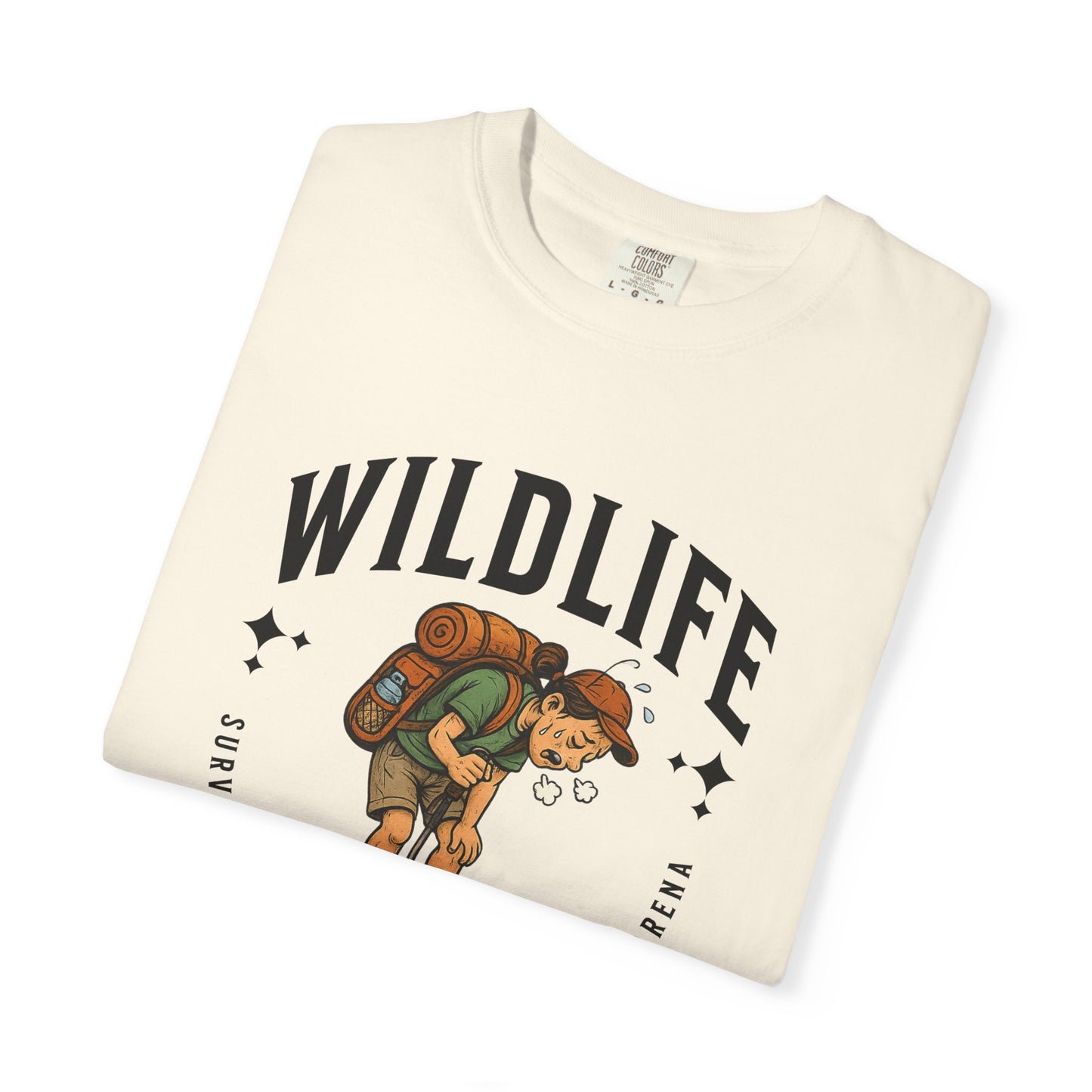 WILDLIFE Camp Shirt — "Survival of the Fittest in Nature's Arena" Funny Hiking Outdoors Tee