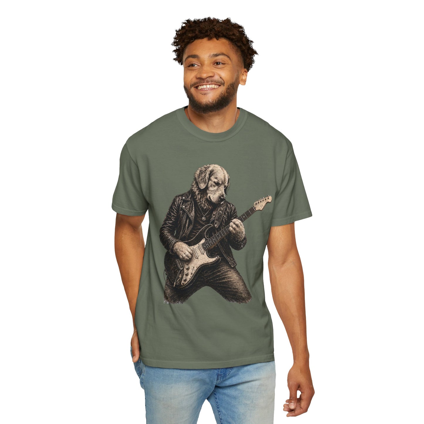 Golden Retriever Guitar Shirt | Vintage Rock Band Dog Tee | Guitar Player Gift | Music Lover Graphic T-Shirt