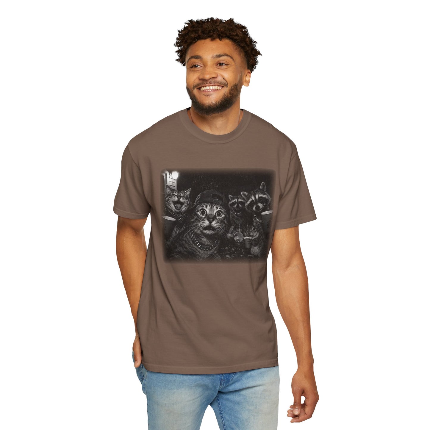 Backyard Midnight Party T-Shirt — Raccoons, Cats & Squirrels Porch Party Design
