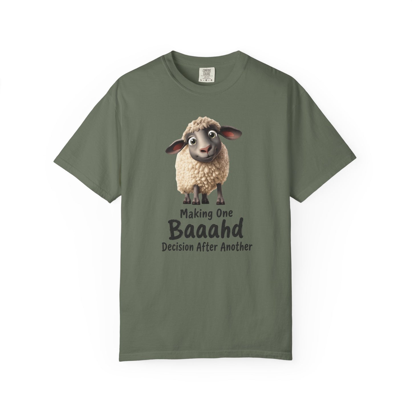 Sheep Graphic T-Shirt — "Making One Baaahd Decision After Another" Cute Funny Tee