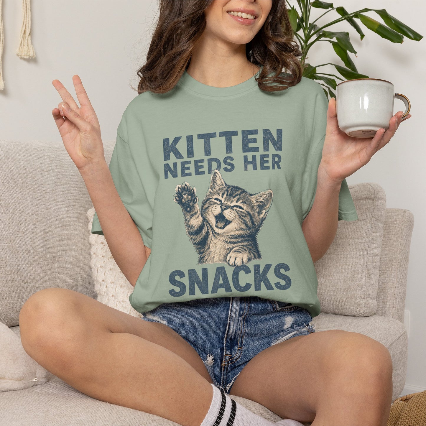 Kitten Needs Her Snacks T-Shirt — Cute Vintage Cat Graphic Tee
