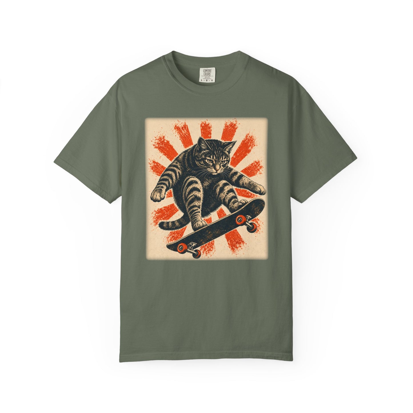 Skateboarding Cat Graphic T-Shirt | Funny Cat Skateboard Graphic Tee
