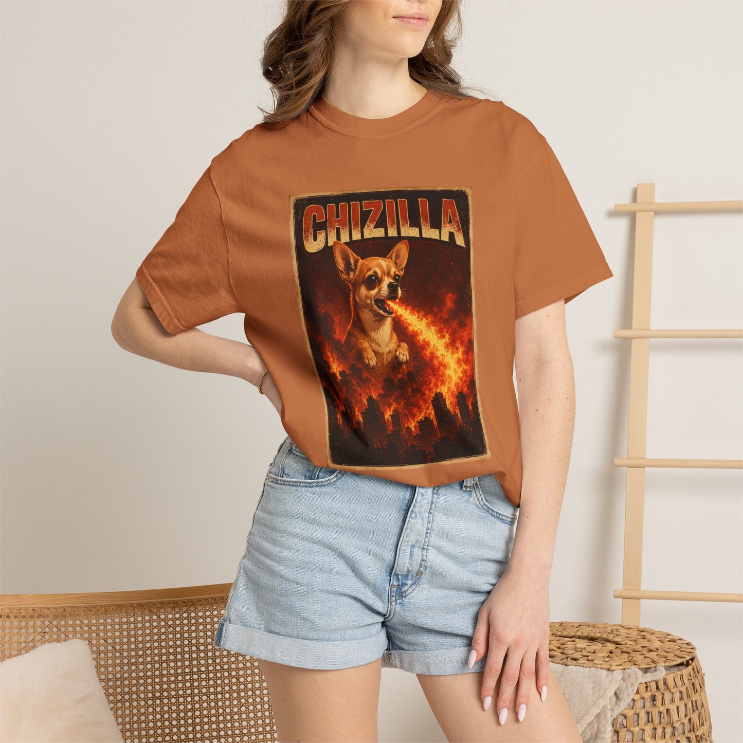 Chizilla Chihuahua T-Shirt — Godzilla Parody Fire-Breathing Dog Tee